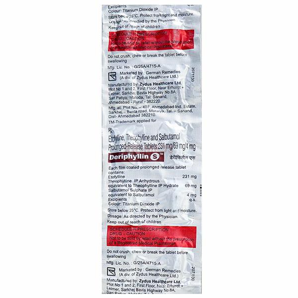 Deriphyllin S 231mg/69mg/4mg Tablet