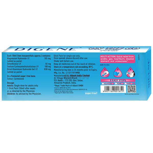 Digene Gel On The Go Stick Pack Mint (10ml Pack)
