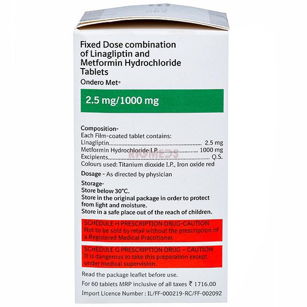 Ondero Met 2.5Mg/1000Mg Tablet